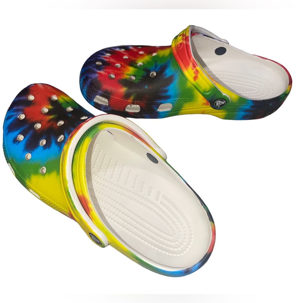 Unisex vibrant and Colorful Rainbow colors Tie-Dye CROCS men’s 8 women’s 10 - Picture 4 of 6